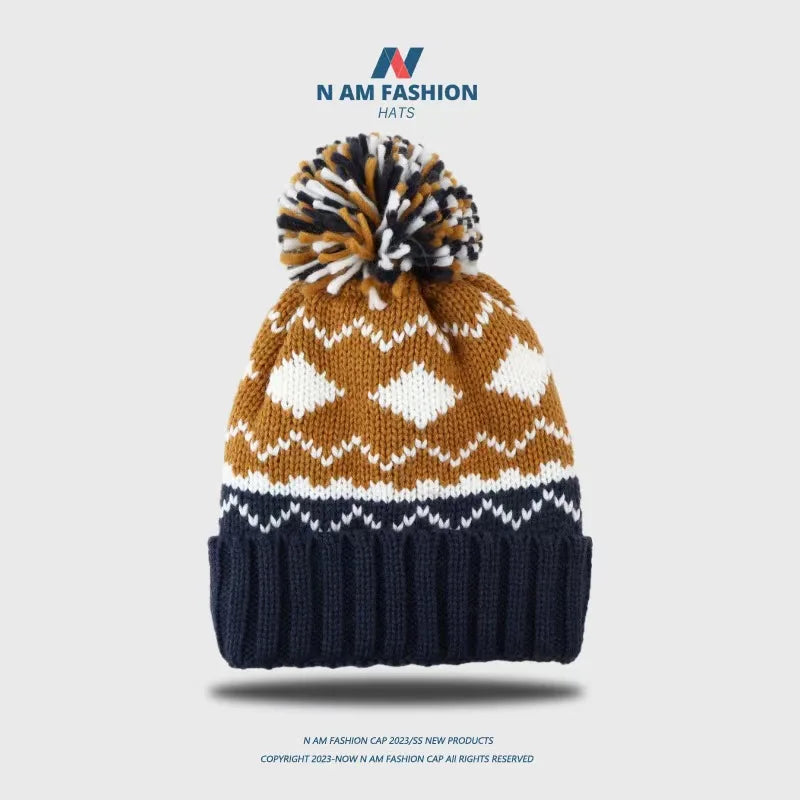 2024 skiing Cashmere Woman Winter Hat Autumn Beanies With Pompom Warm Wool Skullies fashion acrylic beanies winter hat