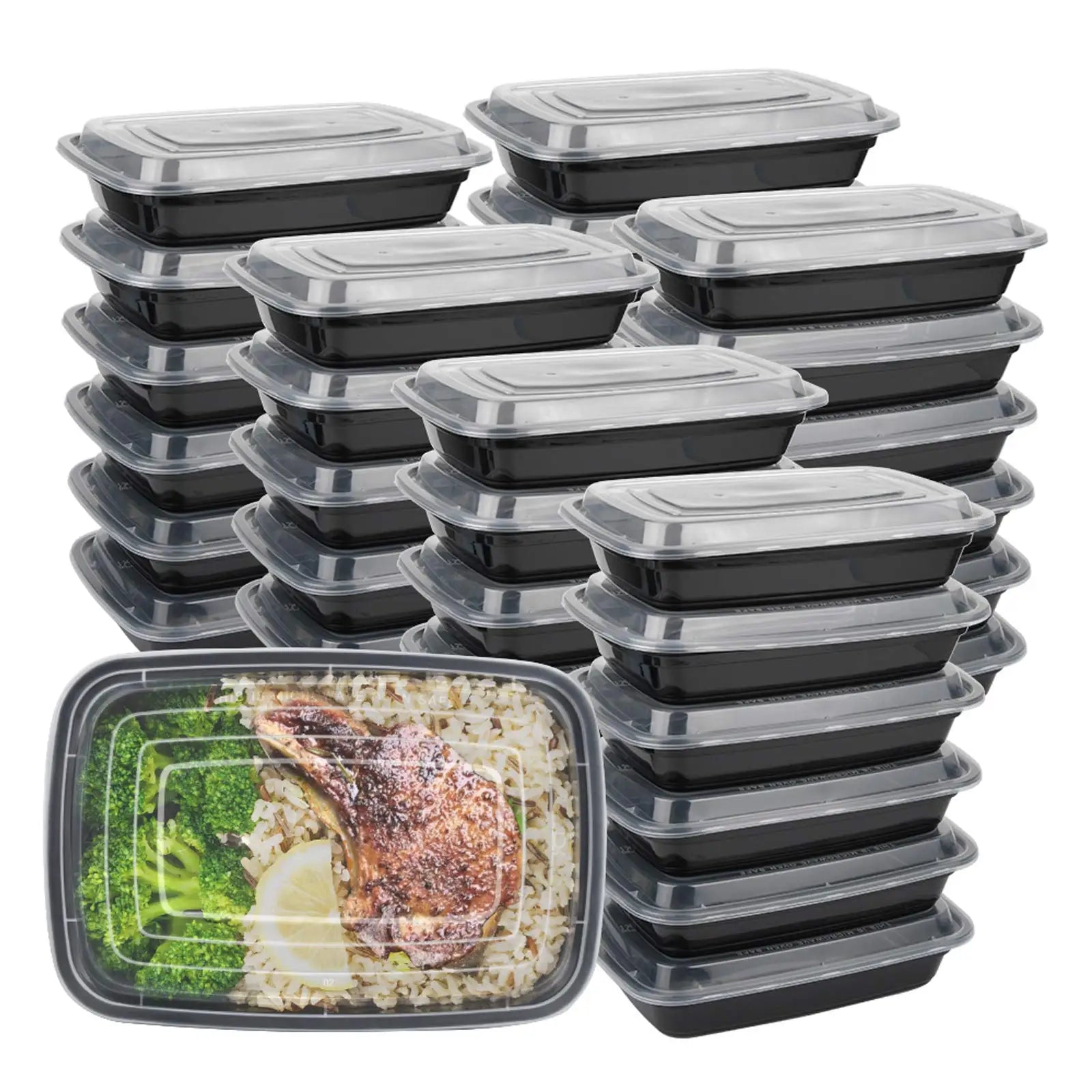 1/10PCS Plastic Disposable Food Containers Black Take out Containers With Kitchen Fridge Storage Boxes Lid for Salads Sandwiches