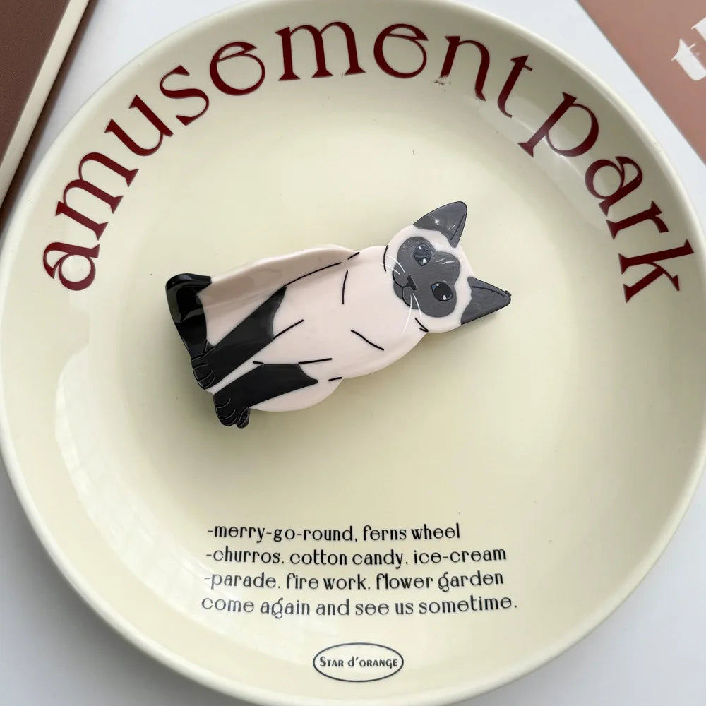2025 New Kitten Hairpin Female Cute Animal Acetic Acid Grab Clip Back Head Clip Decorative Hairpin Headgear Shark Clip