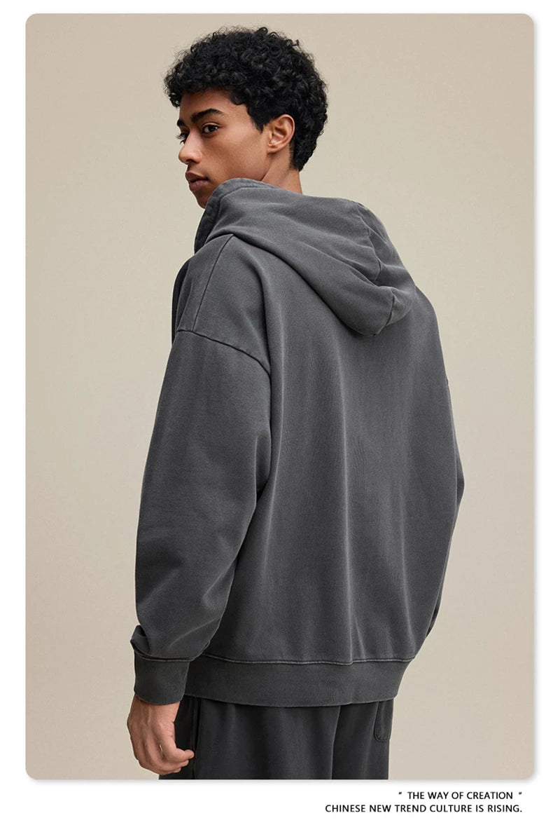 ZODF 2025 Autumn Men Heavy Weight 480gsm Hoodies Unisex Retro Washed Terry Cotton Distressed Hooded Coats HY1110