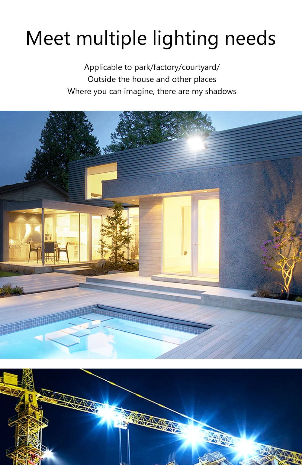 LED Flood Light AC220V 10W 20W 30W 50W 100W IP68 Waterproof Outdoor Garden Projector Lighting Refletor Spotlight Wall Floodlight