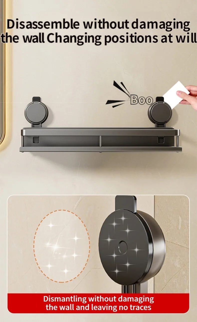 No Drill Bathroom Suction Cup Storage Shelf Storage Shelf Bathroom Perforation-Free Wall Hanging Vanity Toilet Triangle Basket R