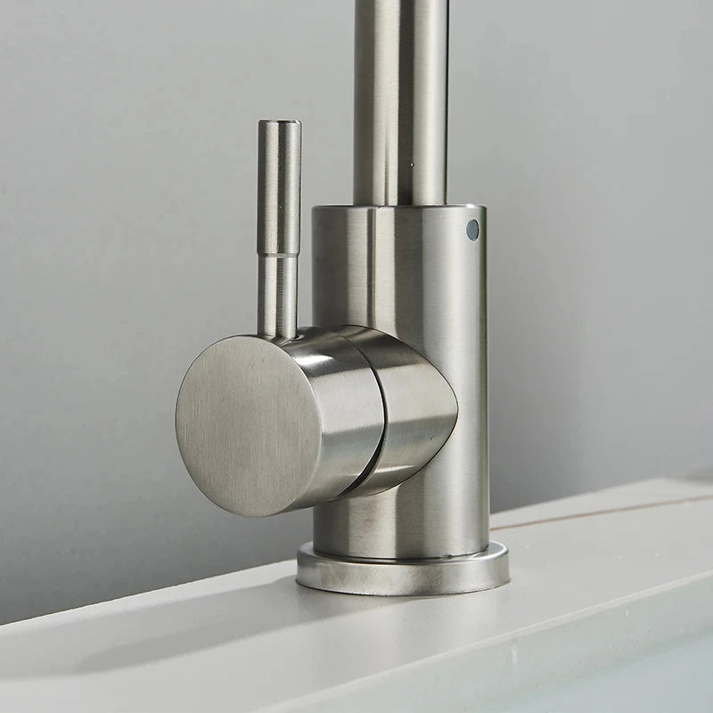 304 stainless steel bathroom basin faucet hot and cold wash mixer faucet 360 rotating sink faucet bathroom single handle faucet
