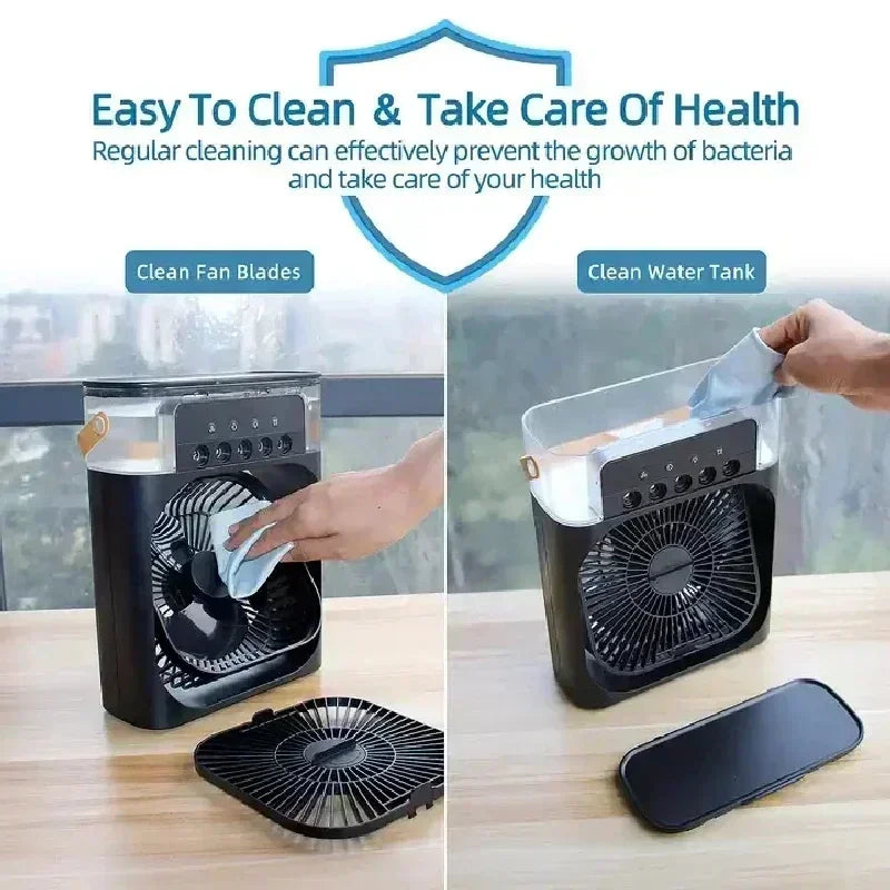 3 In 1 Small Air Conditioner Home Air Cooler LED Night Light Portable Humidifier Wind Adjustment Fan Office Home Fan