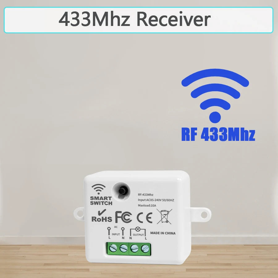 Wireless 433MHz Smart Switch Light 1/2/3Gang 86 Wall Panel Switch with Remote Control Relay Receiver 10A 110V 220V For LED Lamp