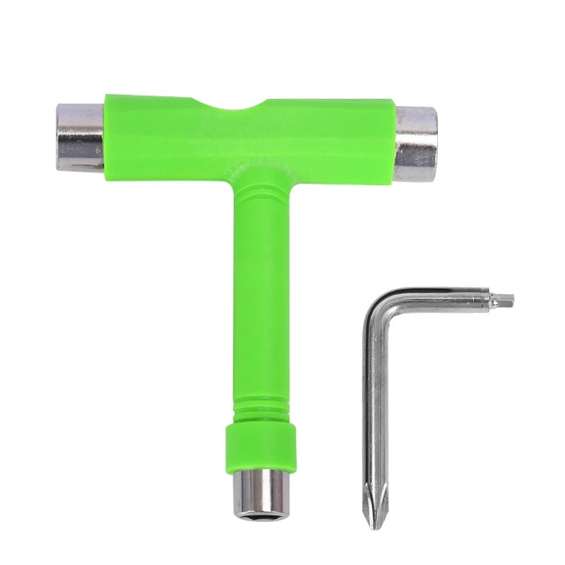 Skate Tools Multi-Function Portable Skateboard T Shape Accessory with Allen Key Phillips Head Wrench Screwdriver Tools Parts