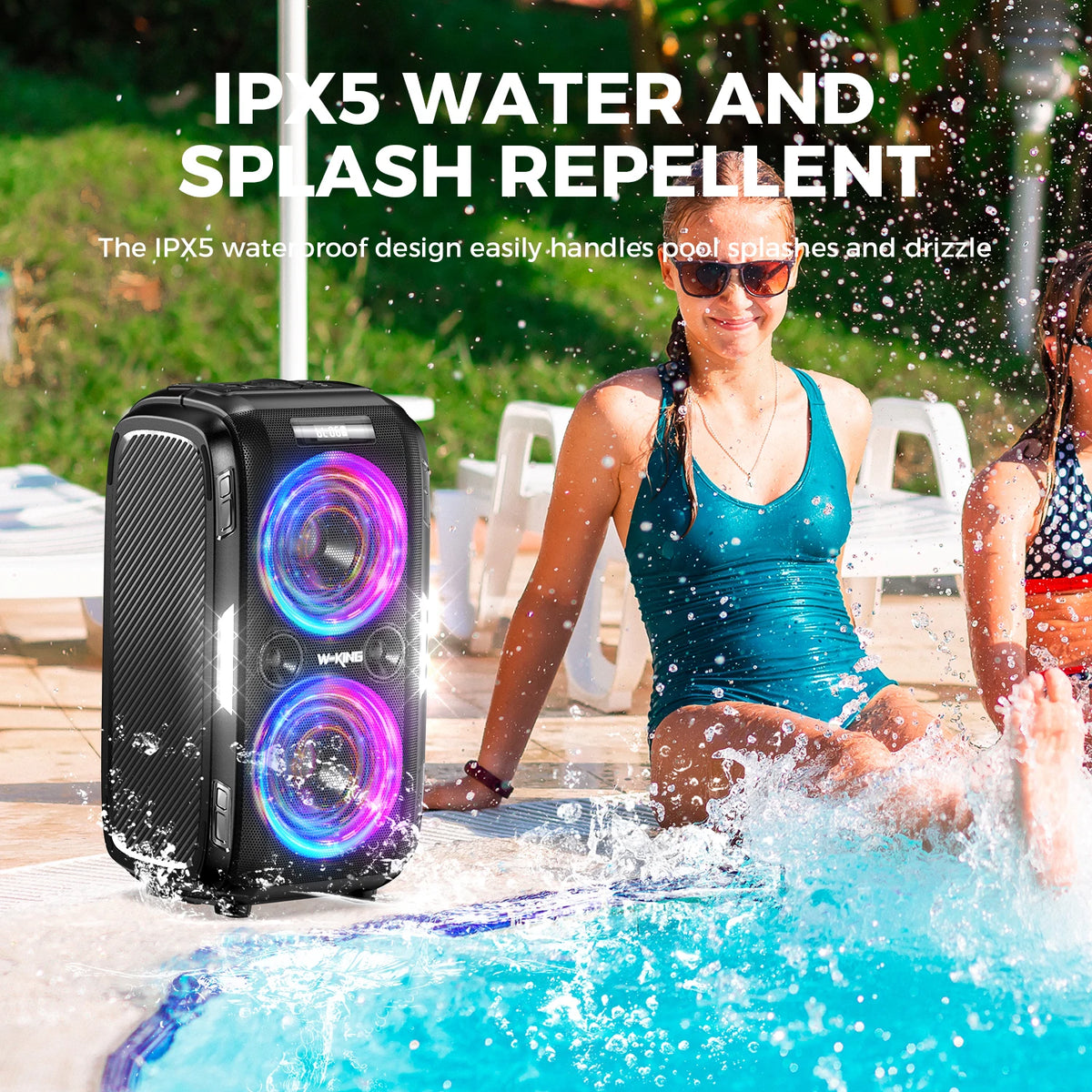 W-KING T9 PRO 250W Peak Bluetooth Party Speaker 125dB Loud 2×6.5" Subwoofer Bluetooth 5.3 TWS Portable Bass Speaker