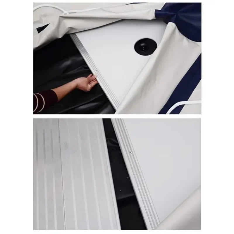 12'6" Inflatable Fishing Boat PVC 0.9mm with Aluminum Floor Rowing Boats 380cm for 6 Person Sport Yacht on Sea Max 30HP Power