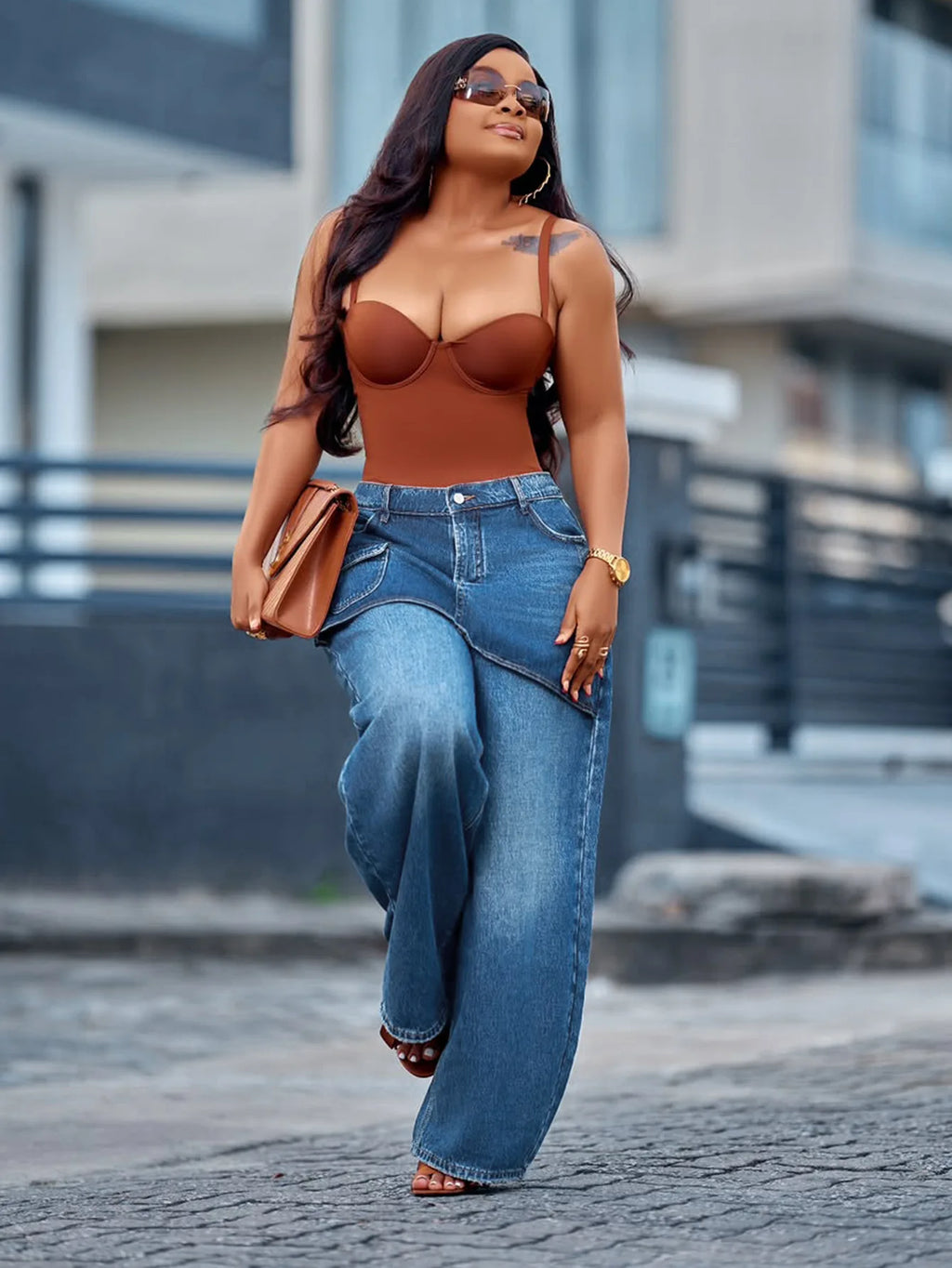 Denim Pant Women Jeans Vintage Wide Leg Long Pants Slim Fit High Waist Straight Trousers Y2k Streetwear Elegant Work Casual