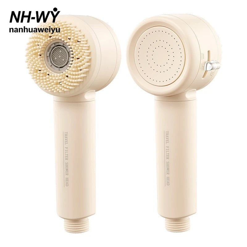 Small double-sided water outlet handheld shower head with bubble water flow,washing function, high pressure boost and filtration