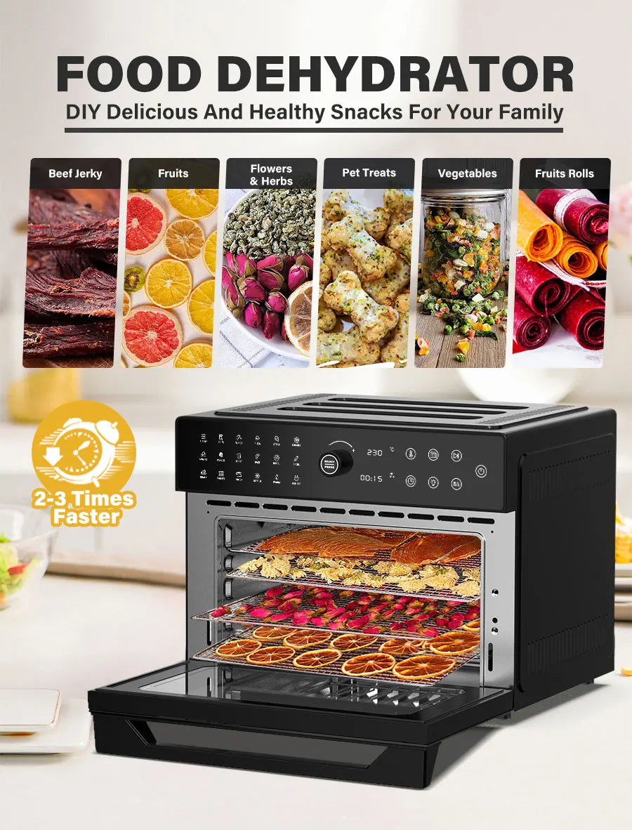 30L Electric Touch Screen Air Fryer Oven Stainless Steel Multifunctional Countertop Convection Dutch Household Chicken Pizza