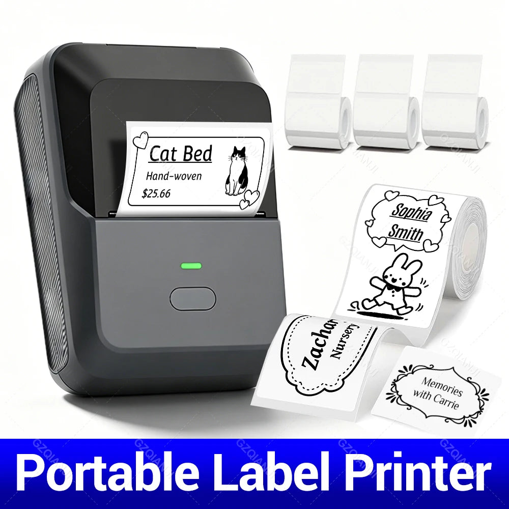 P2 Mini Thermal Label Printer Self-adhesive Food Stickers Bluetooth Maker Pocket Name Price Barcode Business Labeling Machine