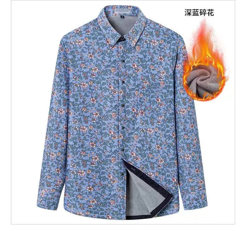 2025 spring shirts flower design high quality thicken casual mens shirt,autumn smart casual shirt men,size M-5XL KCY019