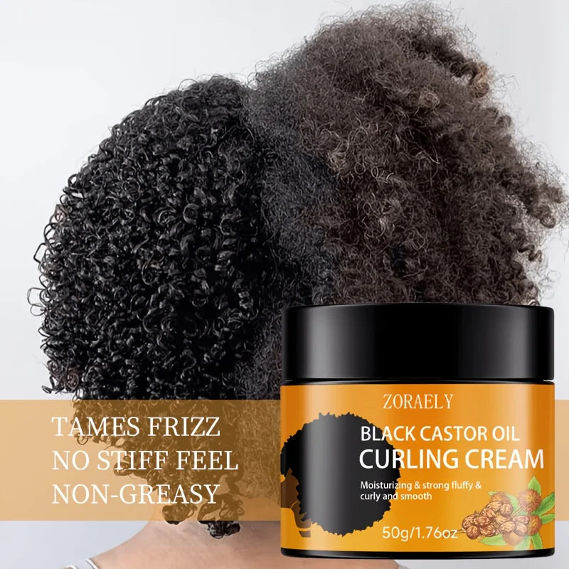 3pcs ZORAELY Black Castor Oil Curl Cream: Moisturising and Elasticity-Boosting, Ideal for Afro-Textured Hair, Braids and Twists.