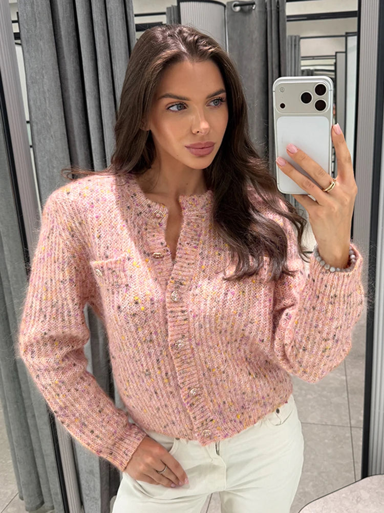 URBANCREW Marled Knit Cardigan — Cropped Casual Layer