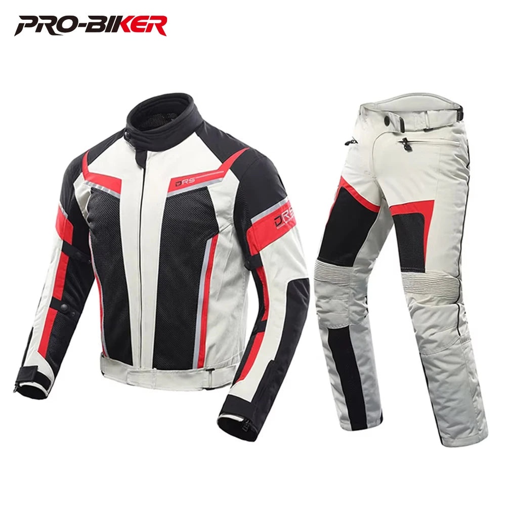 DUHAN Summer Motorcycle Jacket Man Riding Jacket + Motorcycle Pants Suit Breathable Mesh Jacket Moto Pants Suit 9 Style