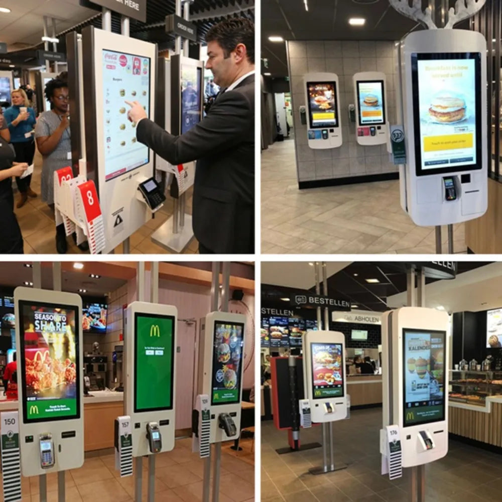 【2026】Restaurant 24 27 32 inch touch screen cashless POS fast food self-service order payment end point kiosk floor machine