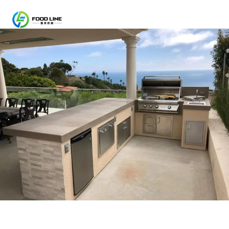 Modular Outdoor Kitchen Pod with Stainless Steel Cabinets, BBQ Grill Station and Custom Outdoor Design for Patios Customized