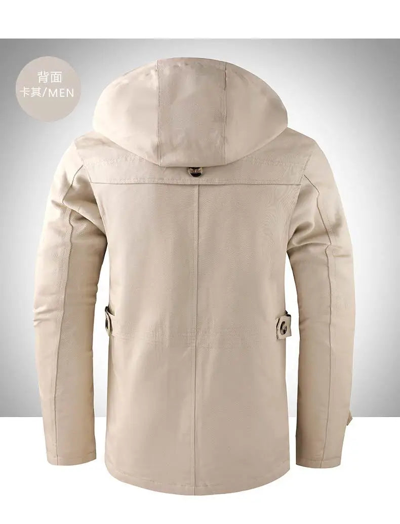 New Spring Autumn Men Long Jackets Hooded Casual Trench Coats High Quality Male Cotton Business Casual Trench Jackets Size 5XL