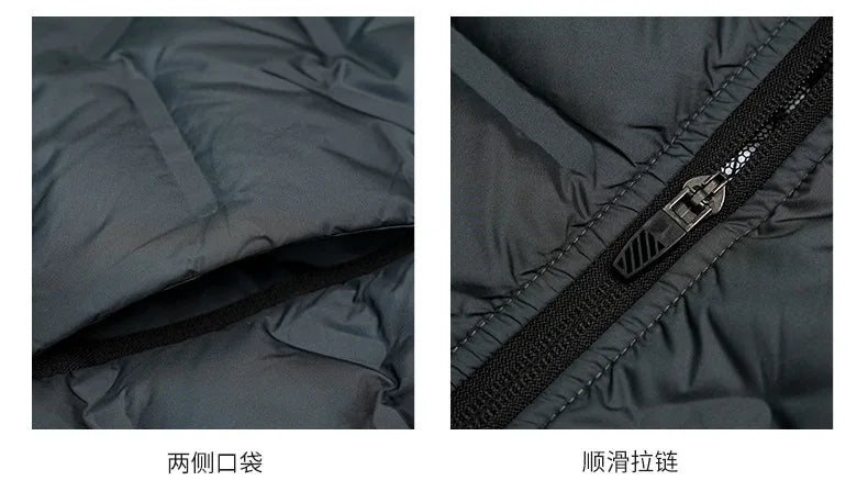 2025 Graphene Self-heating Down Jacket Men Solid Windproof Pleated Down Jackets Stand Collar Classical Warm Winter Jackets Male