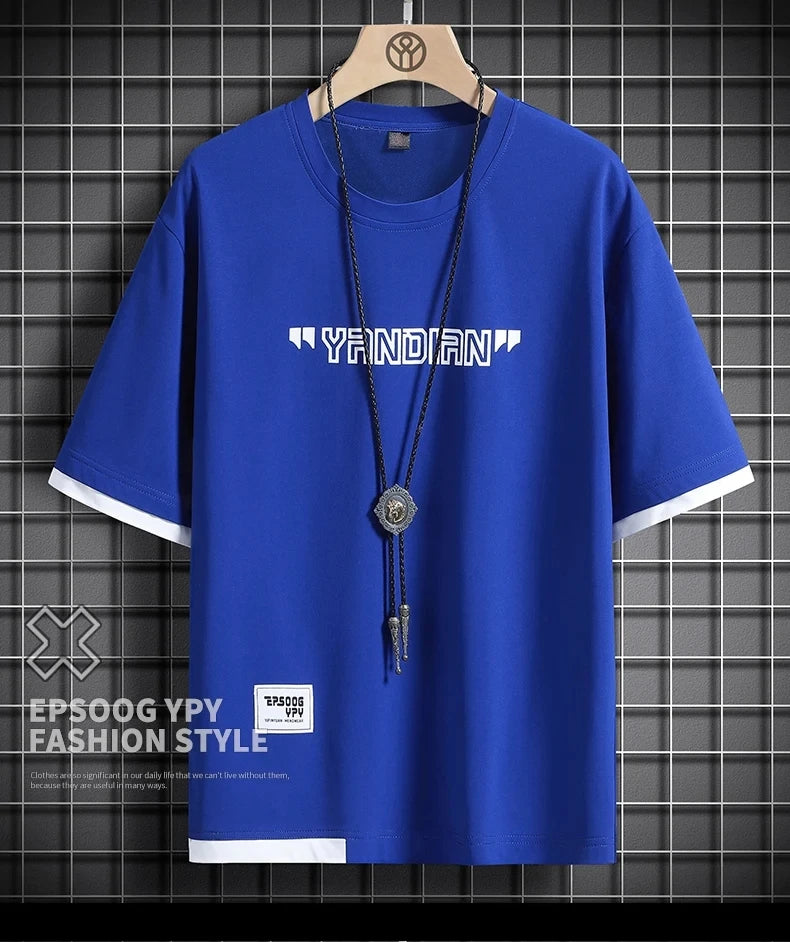 Hip Hop Loose Mens Streetwear T-shirts Casual Classic 2023 Summer Short Sleeves Black White Tshirt Tees Plus Oversize 5XL 6XL