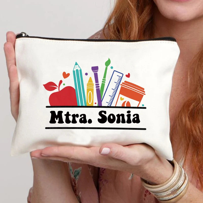 Teacher Name Custom Makeup Bag Best Graduation Gift for Teachers Pencil Case Back To School Gift for Teacher Women Purse