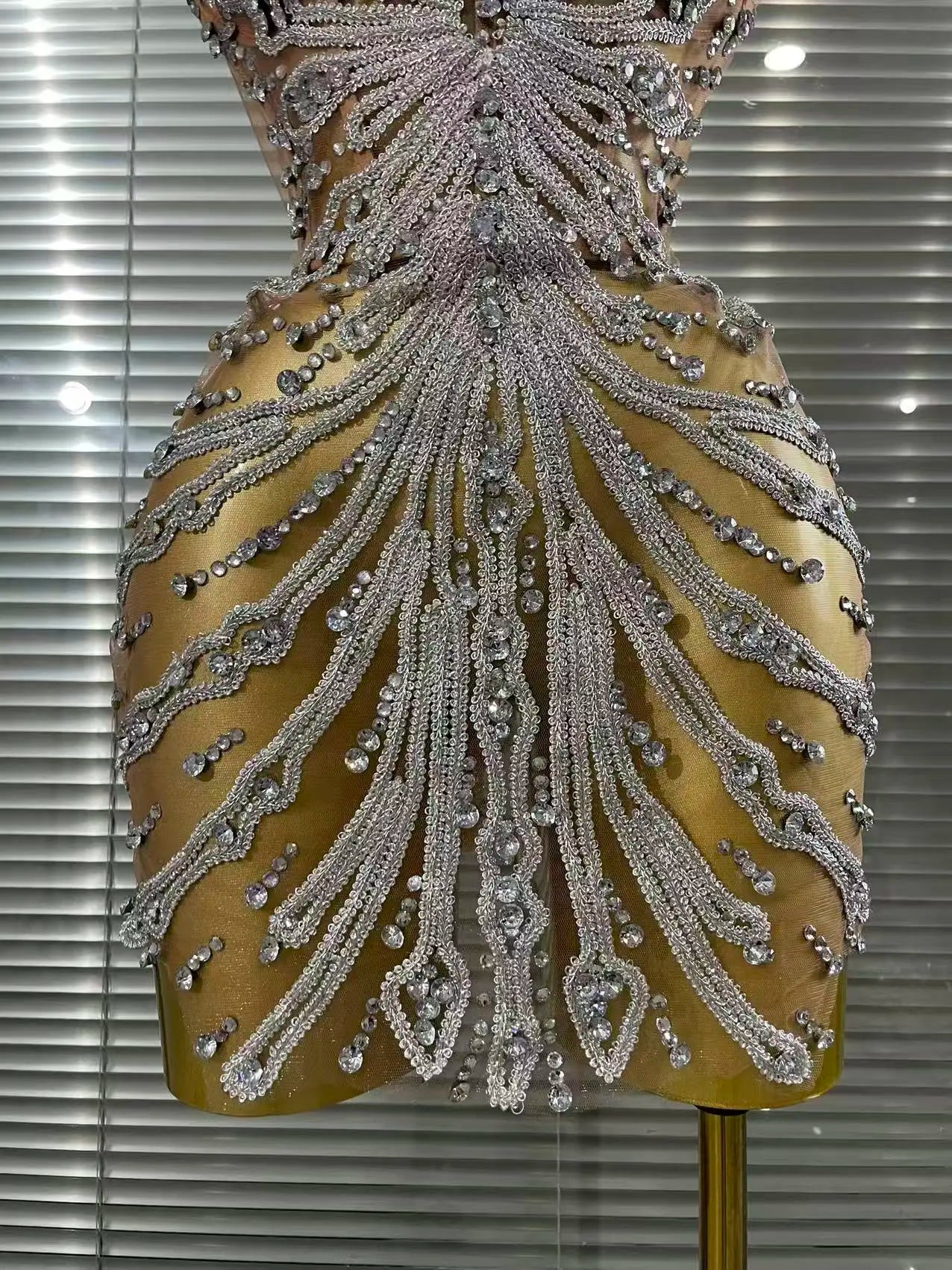 Shining Sequins Women Sexy Strapless Mesh See Through Bodycon Mini Dress Nightclub Party Celebrate Birthday Stage Wear