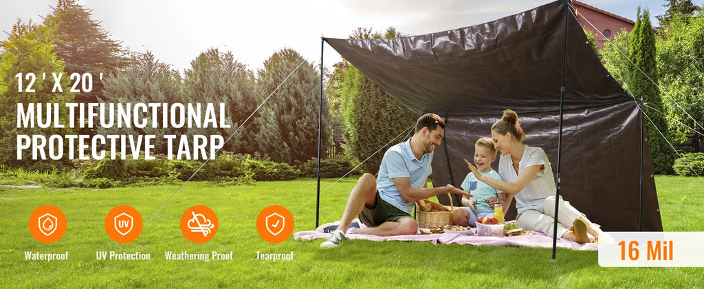 SucceBuy Heavy Duty Tarp Waterproof Tear Proof Poly Plastic Tarps Cover Multi-Purpose Outdoor Tarpaulin with Grommets for Truck