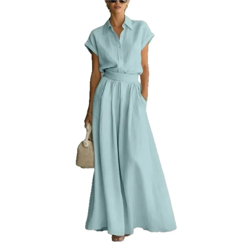 2026 New Summer Women's Pants Set Solid Color Slimming Style Elegant Fashionable Comfortable Simple Retro And Commuter Pants Set