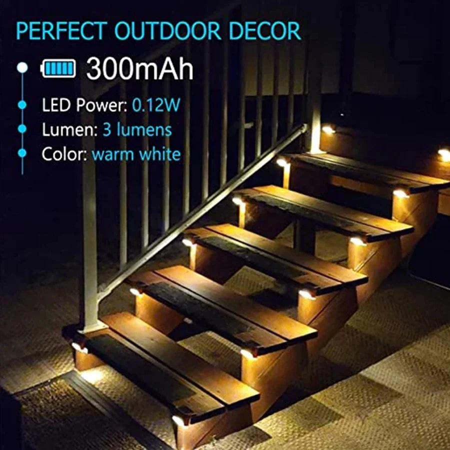 1/4PCS Solar LED Deck Lights Waterproof Outdoor Step Fence Lighting for Patio Yard Stairs Automatic Dusk-to-Dawn L-Shaped Design