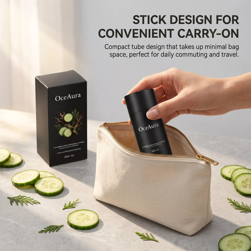 Fresh Woody Deodorant Stick Cucumber Cypress Fragrance Unisex Underarm Care Travel Use Long Lasting Odor Control Body Balm Stick