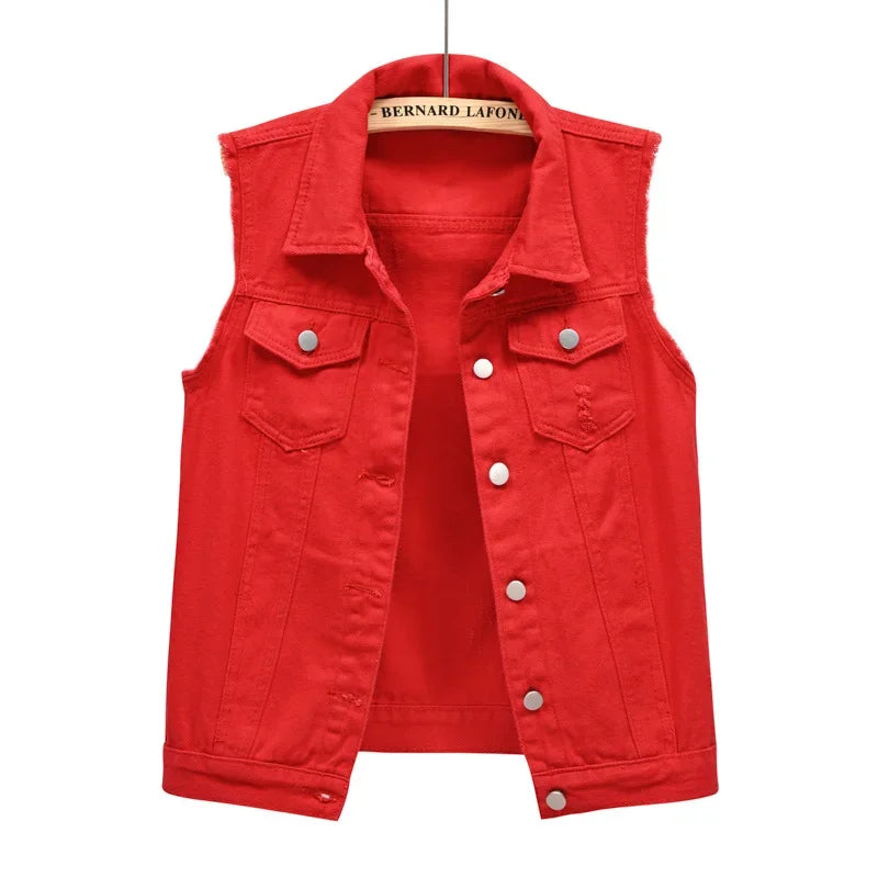 Denim Vest for Women Jacket Spring Streetwear Women Clothing Autumn Coats Fashion Clothes Casual Vintage Elegant Sleeveless