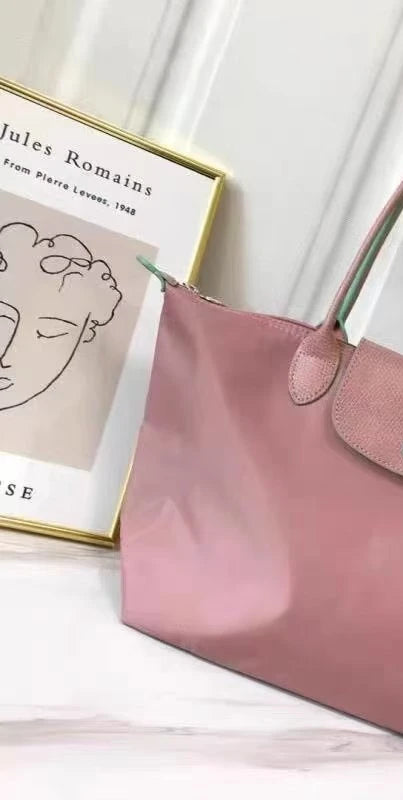 Large, Medium, Small Size French Large Capacity Folding Tote Bag, Fashionable Handheld Commuting Travel Waterproof Nylon Bag
