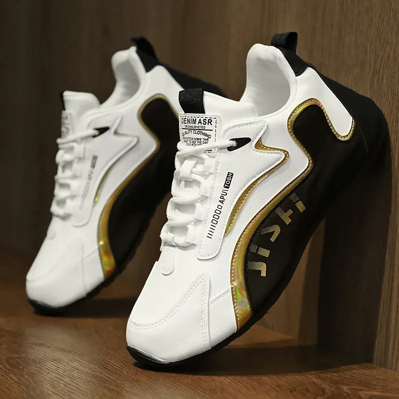 Men's PU Leather Waterproof Sneakers Casual Sports Shoes Mens Lightweight Breathable Flat Non-slip Tenis Shoes Zapatillas Hombre