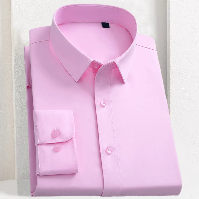 Bamboo Fiber Men's Shirt Long Sleeve Anti-Wrinkle Dress Shirts For Men Slim Fit Camisa Social Business Formal White Office Shirt