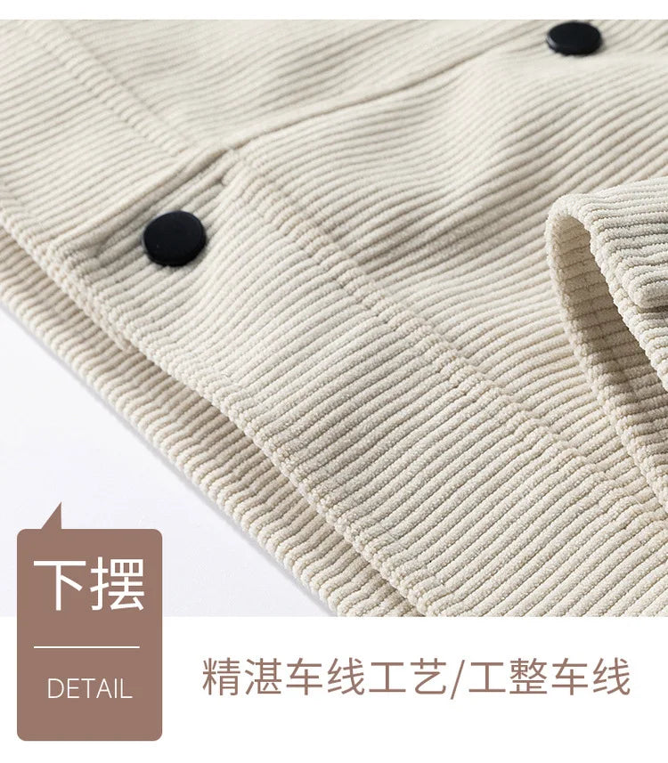 Spring and Autumn Men's Corduroy Lapel Jacket 2025 Men's New American Retro Brand Loose and Handsome Multi-pocket Cargo Jacket