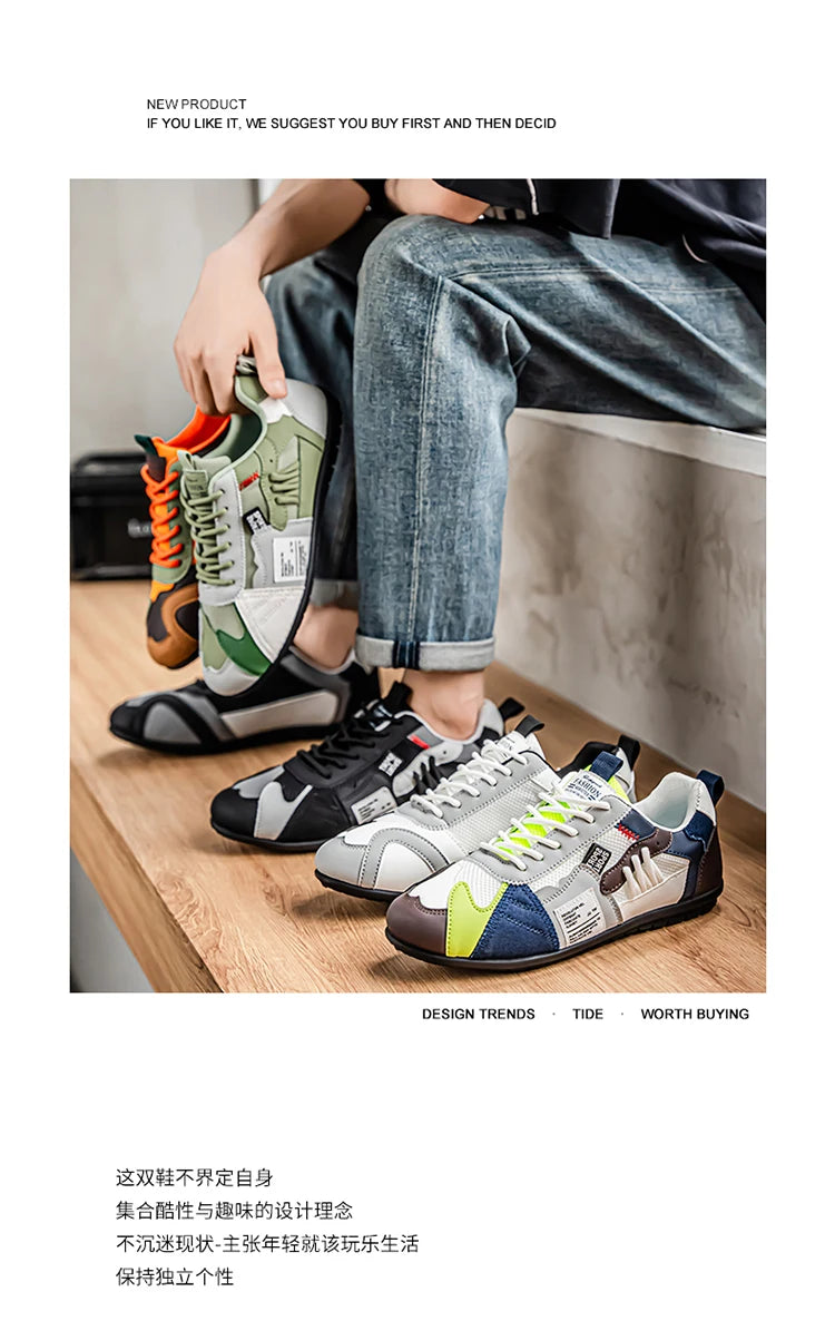 Men's Trendy Black and Gray Color-Blocked Mesh Breathable Casual Sports Shoes, Summer Thin Retro Forrest Gump Shoes, Lightweight Soft-Soled Shock-Absorbing Non-Slip Versatile Wear-Resistant Men's Shoes