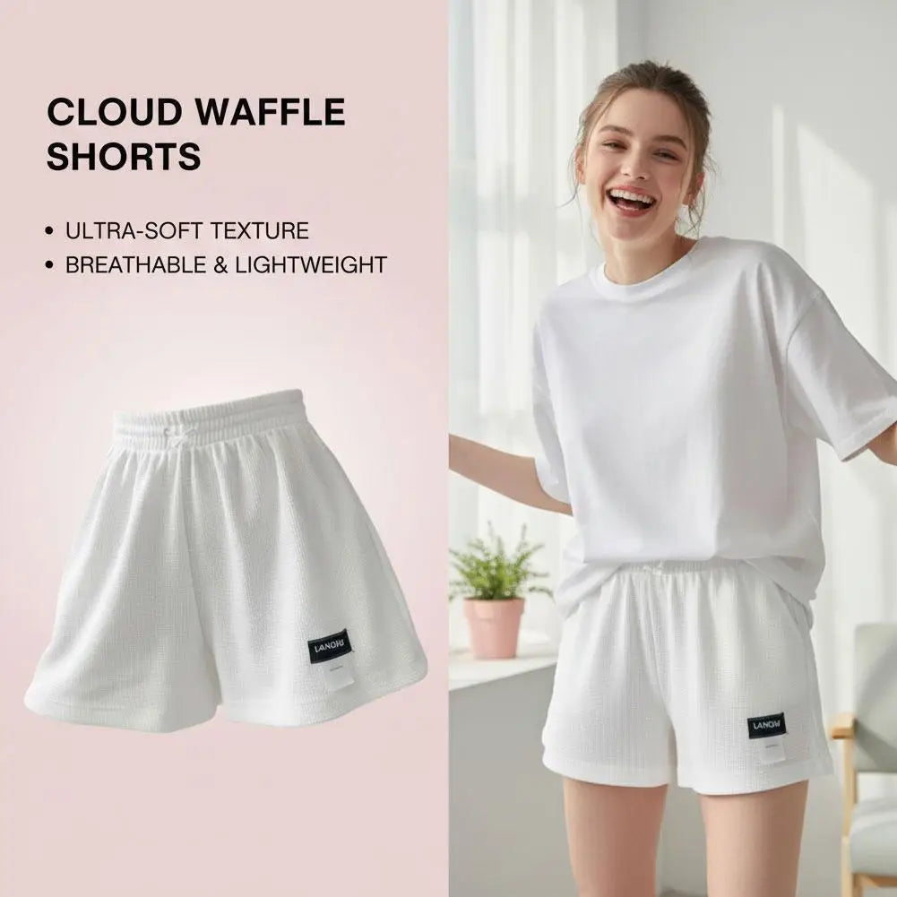 Summer Women's Shorts Loose Hot Pants High Waist Elastic Casual Solid Color Pants With Drawstring Pockets Women's Pants ﻿