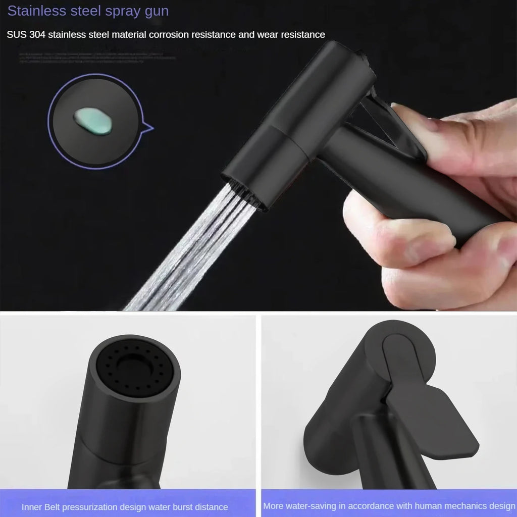 Toilet Bidet Sprayer Gun Set 304 Stainless Steel Handheld Faucet Spray With 1.5M Flexible Hose Bathroom Shower Self Cleaning