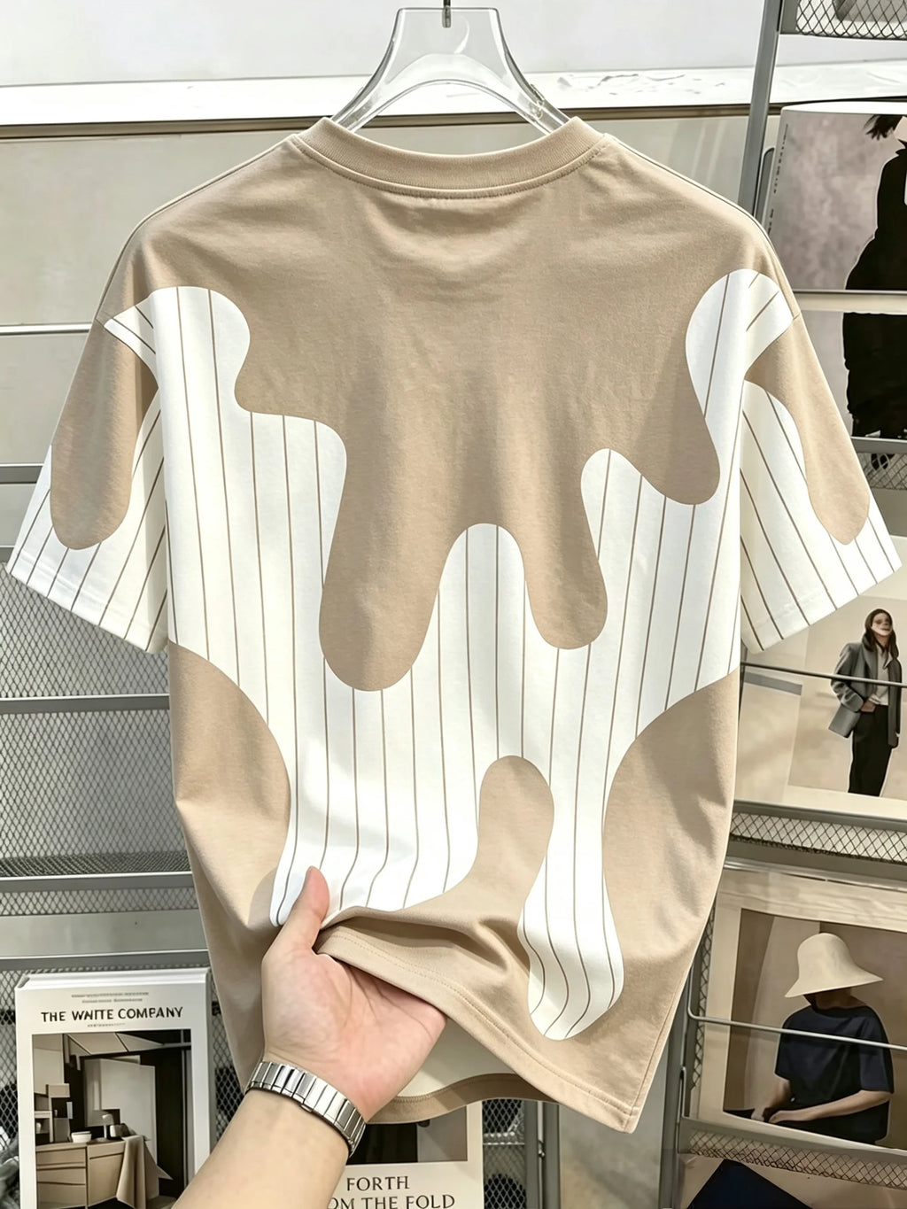 Men Mesh Sports T‑Shirt Abstract Patchwork Print O‑Neck Short Sleeve Loose Breathable Summer Casual Top
