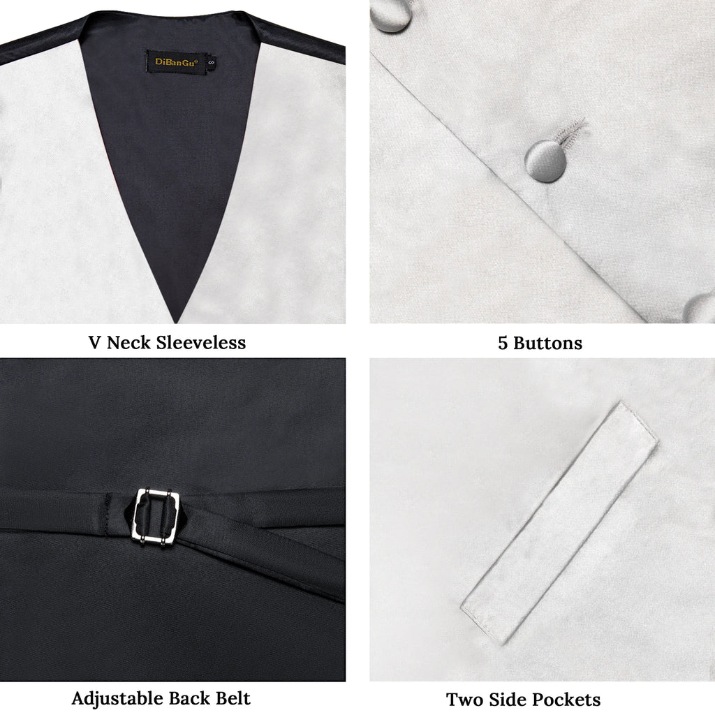 Satin Men's Solid Blue Suit Vest with Tie Handkerchief Cufflinks Business Formal Waistcoat Wedding Prom Men Sleeveless Jacket