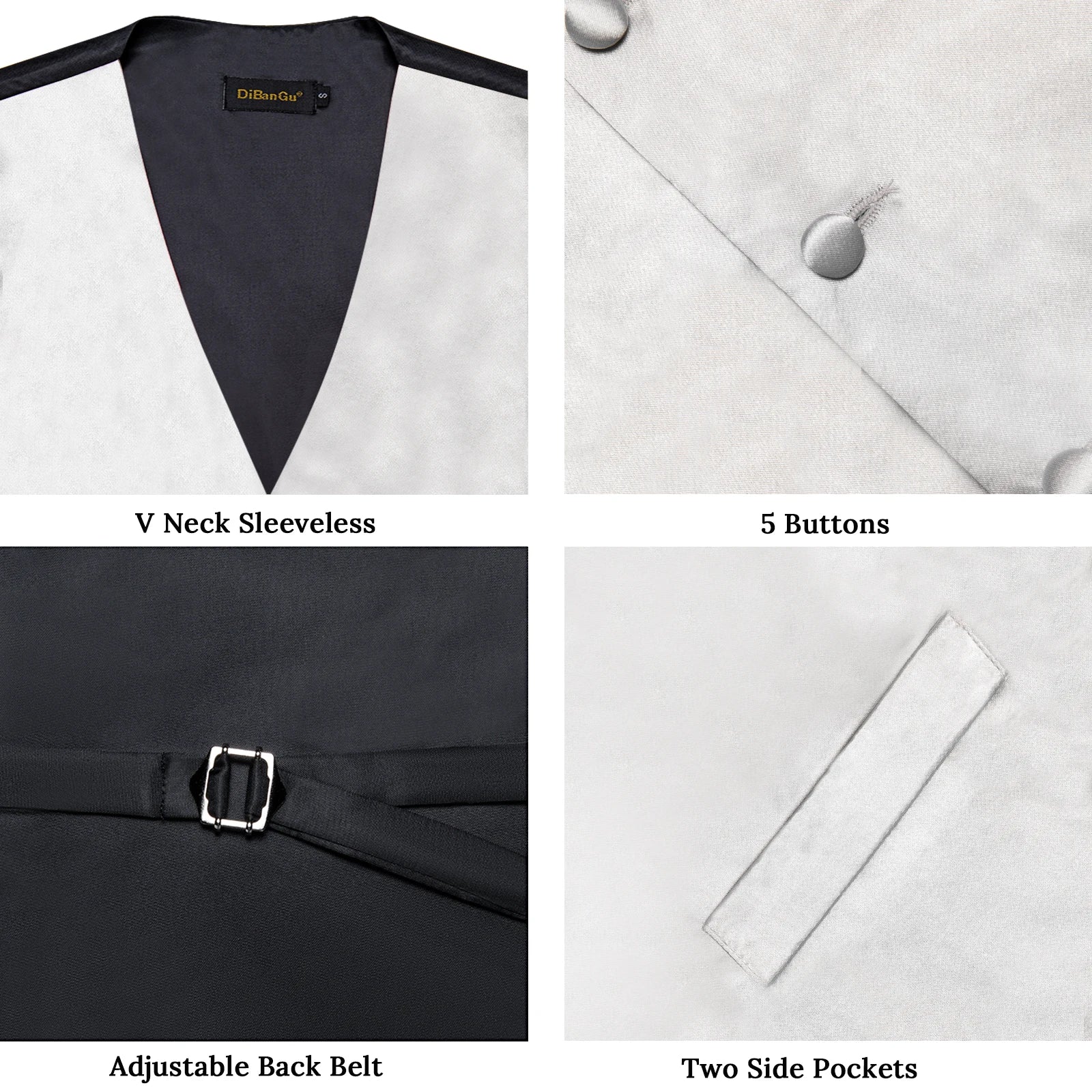 Satin Men's Solid Blue Suit Vest with Tie Handkerchief Cufflinks Business Formal Waistcoat Wedding Prom Men Sleeveless Jacket