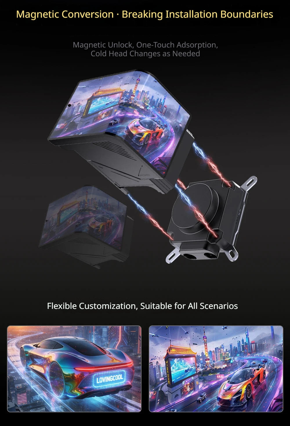 LOVINGCOOL SC70 360 ARGB CPU Liquid Cooler Radiator 6.67-Inch Naked-Eye 3D Super Large Frameless Curved Screen Water Cooler