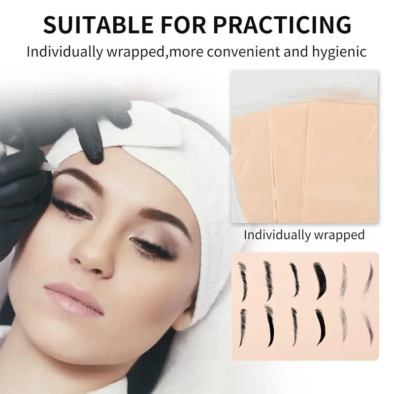 10/5pcs Silicone Tattoo Fake Skin Double-Sided for Permanent Makeup Training Microblading Eyebrow Practice Skin Makeup Tools