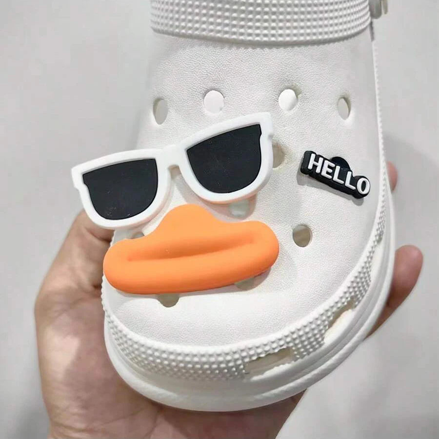 6Pcs Set Funny Face PVC Sausage Mouth Charms for Clogs Summer Sandals Buckle DIY Gift Shoes Accessories Cartoon Cute