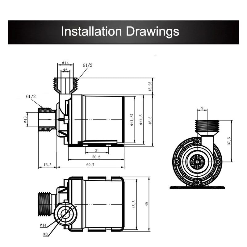 Water Pump 12v 24V DC Home Portable Brushless Motor Submersible Water Pump Brass Joints 14/16/19mm Cooling System Fountains Mini