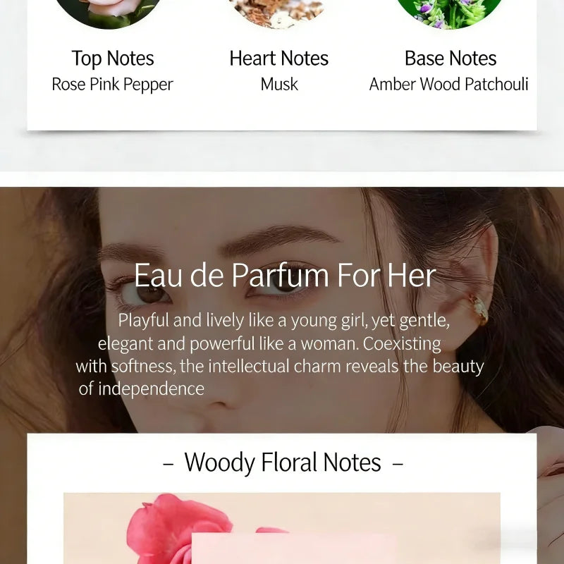 100ml Premium Eau de Parfum for Her, Sophisticated Woody Floral Scent Perfect for Daily Wear