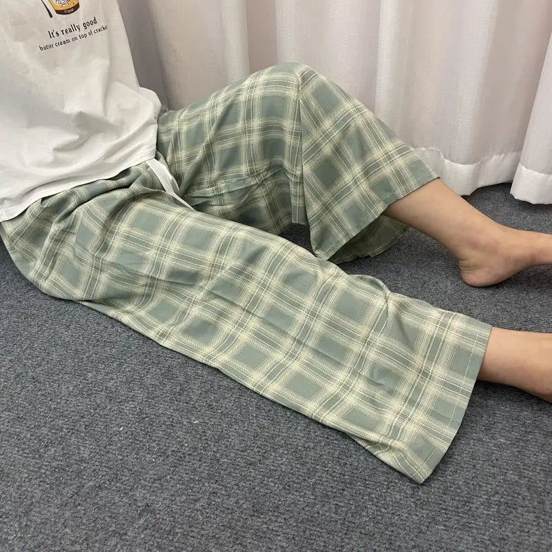 2025 Summer Sleeping Pants Women Thin Bottoms Spring Large Size Home Wear Pants Pajamas Flower Print Loose Cute Beach Trousers