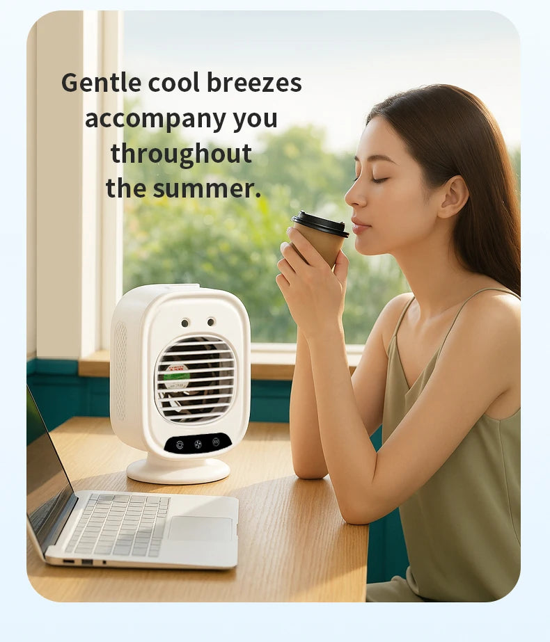 2026 New Portable Home Mini Air Conditioner Fan Spray Cooling Humidifier Desktop Mobile Cold Wind Machine