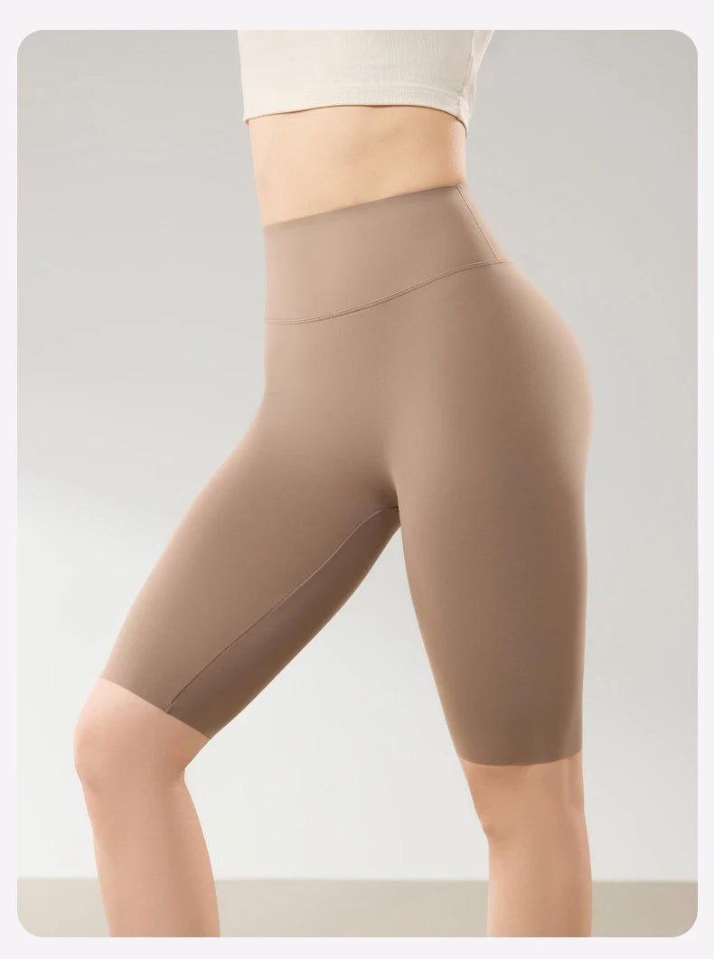 BIVIGAOS Summer Thin Sunscreen Sharkskin Cycling Shorts Women Multi Color Stretch Tight Slim Fitness Bicycle Knee Length Shorts
